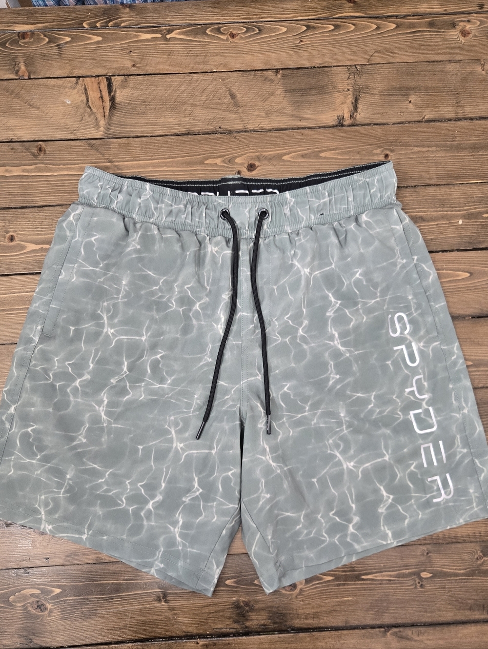 Mens Spyder Grey Water-Print Swim/athletic Shorts Size Medium